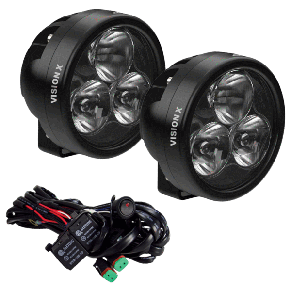 PAIR OF 3.0" SQUARE 3 LED CANNON CG2 LIGHTS INCLUDING HARNESS