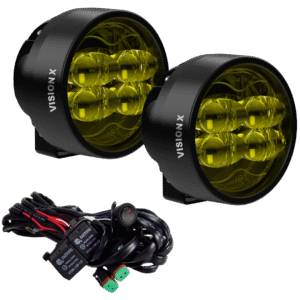 PAIR OF CANNON RACE 4 SAE SELECTIVE YELLOW FOG LIGHTS W/ HARNESS