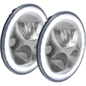PAIR OF 7" ROUND VX LED HEADLIGHT. BLACK FACE W/ LOW-HIGH-HALO