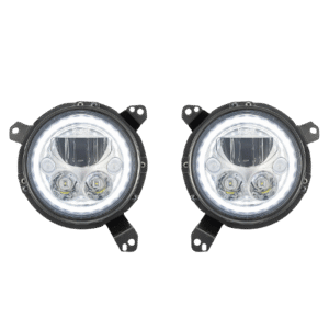 2018+ JEEP JL/JT HEADLIGHT BLACK CHROME W/ WHITE HALO