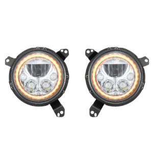 2018+ JEEP JL/JT HEADLIGHT BRIGHT CHROME W/ WHITE HALO