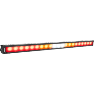 28" XPL CHASER BAR OUTSIDE RED BRAKE AND RUN, DS AMBER FLASH CENTER WHITE PS AMBER SOLID FEET MOUNT