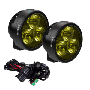 PAIR OF CANNON RACE 3 DRIVING LIGHTS SELECTIVE YELLOW W/ HARNESS