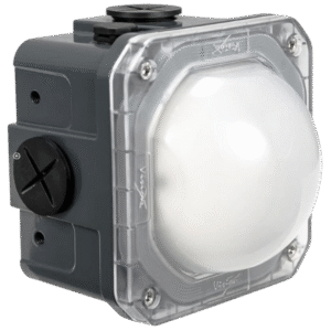 JUNCTION BOX LIGHT 10 WATT ULTRA WIDE FLOOD 90-277VAC GREY HOUSING 5000K BLUE LENS