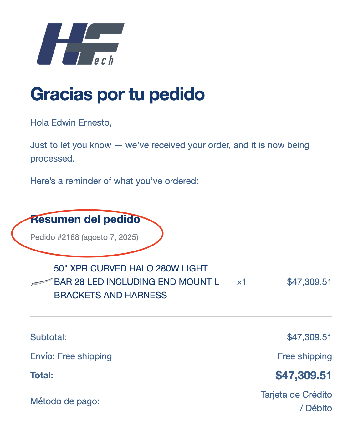 Dónde encontrar el número de pedido